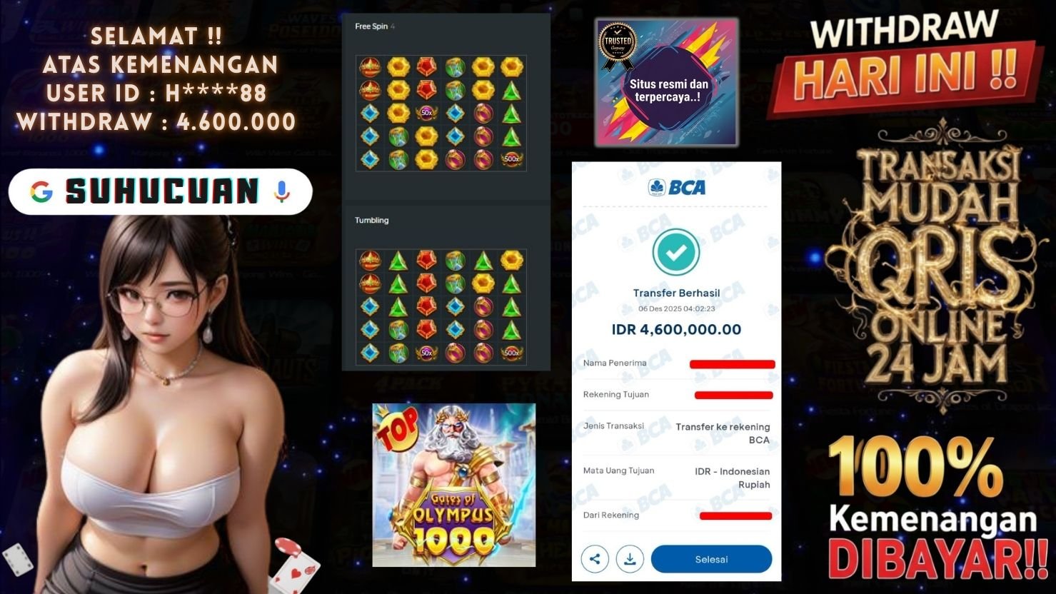 SUHUCUAN JACKPOT SLOT GATES OF OLYMPUS 1000